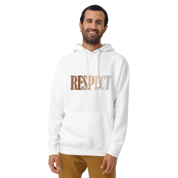 Respect Design Hoodie Men Mockup White