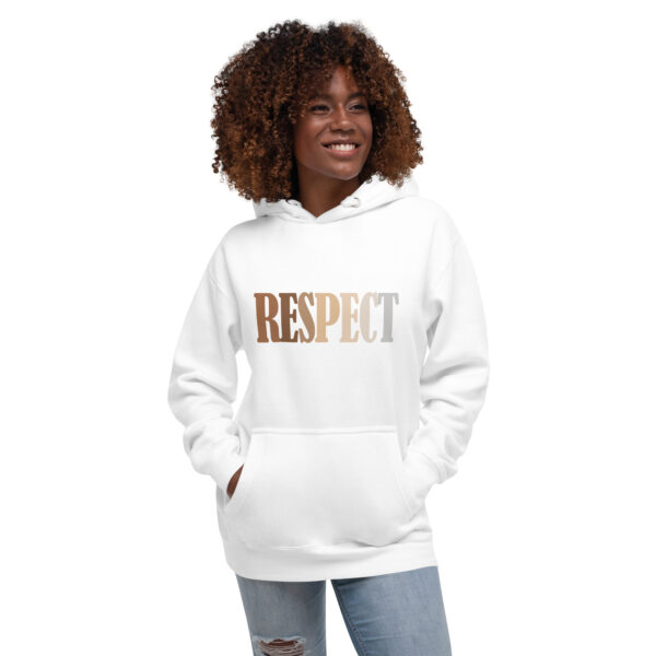 Respect Design Hoodie Women Mockup White