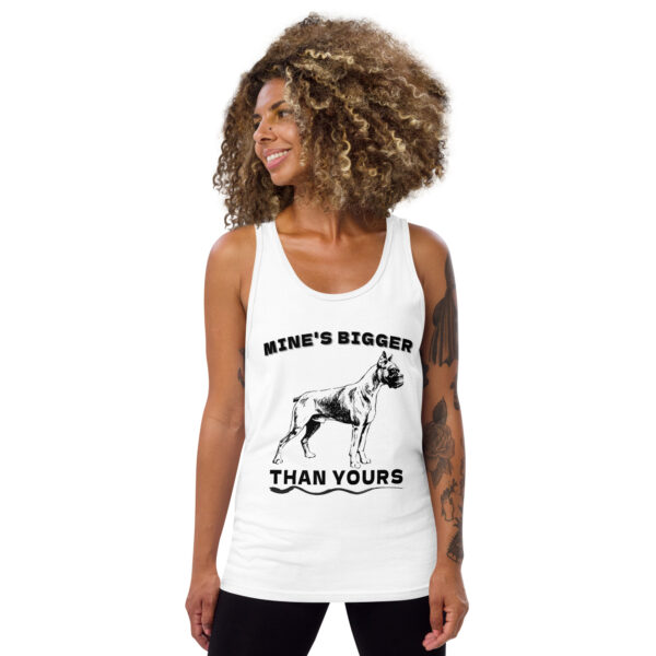 Mine is Bigger than Yours Boxer Dog Tank Top - White Woman